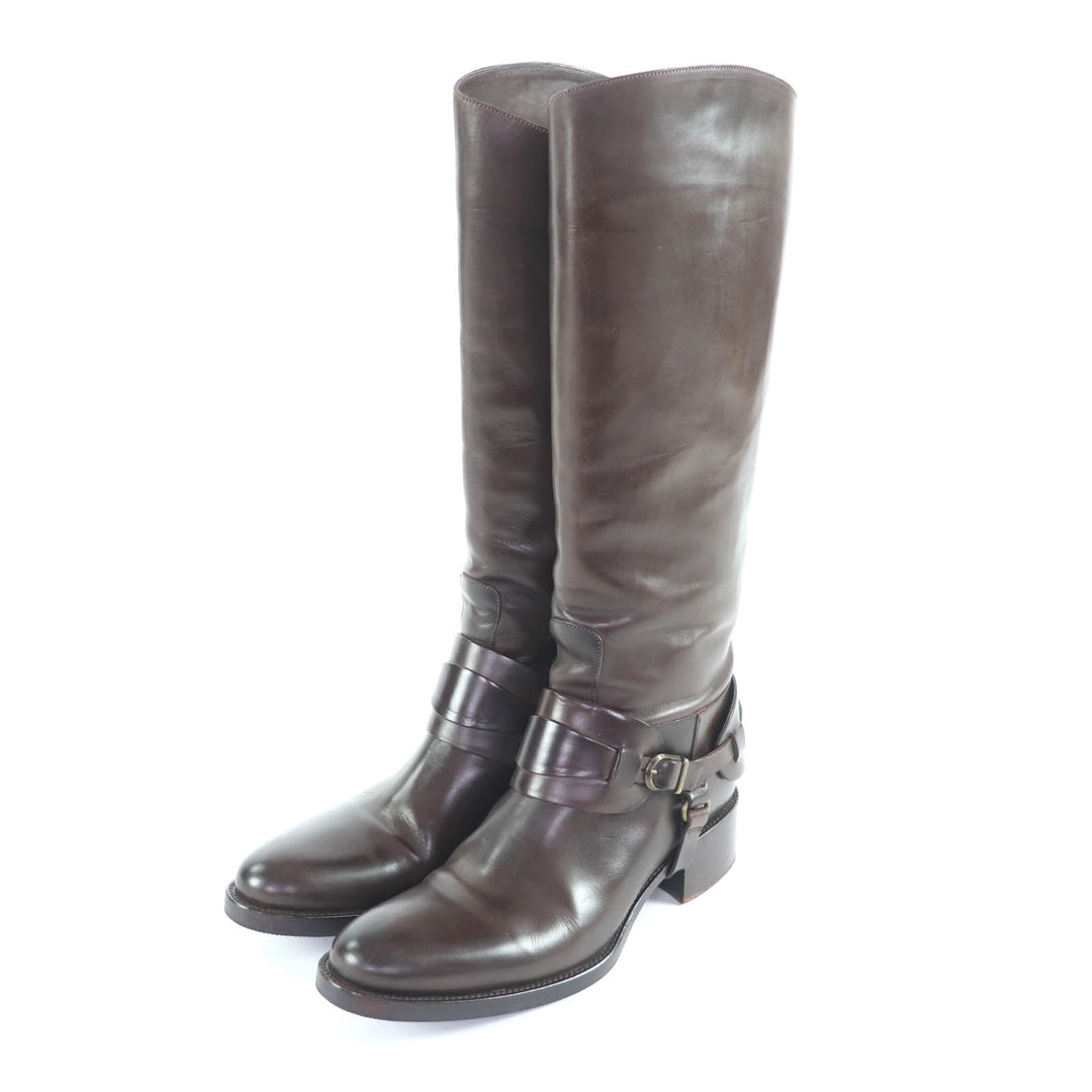 Great SARTORE Knee-high boots Belt-design leather jockey boots leather 37.5