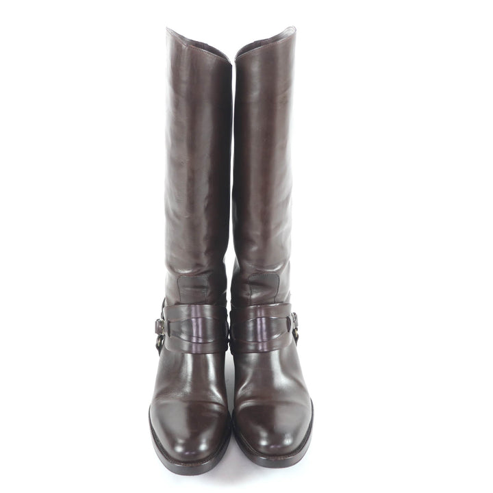 Great SARTORE Knee-high boots Belt-design leather jockey boots leather 37.5
