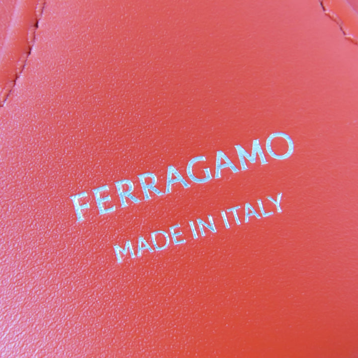 Great FERRAGAMO Shoulder Bag cut out 2WAY leather handbag Red leather Women