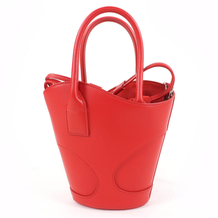 Great FERRAGAMO Shoulder Bag cut out 2WAY leather handbag Red leather Women