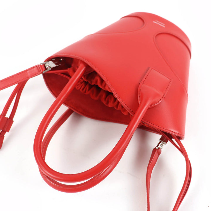 Great FERRAGAMO Shoulder Bag cut out 2WAY leather handbag Red leather Women