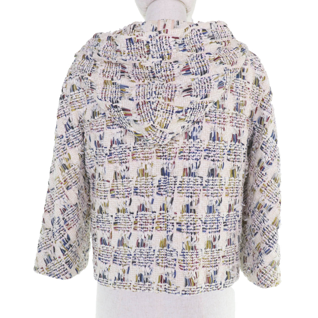 Excellent CHANEL Jacket COCO Button Hooded Ribbon Tweed multi 38 P58379V44257