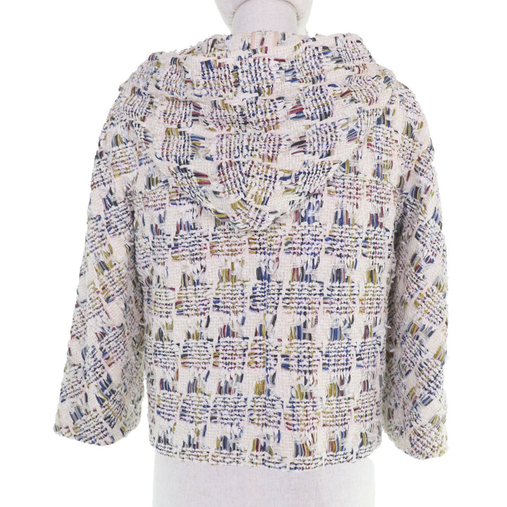 Excellent CHANEL Jacket COCO Button Hooded Ribbon Tweed multi 38 P58379V44257