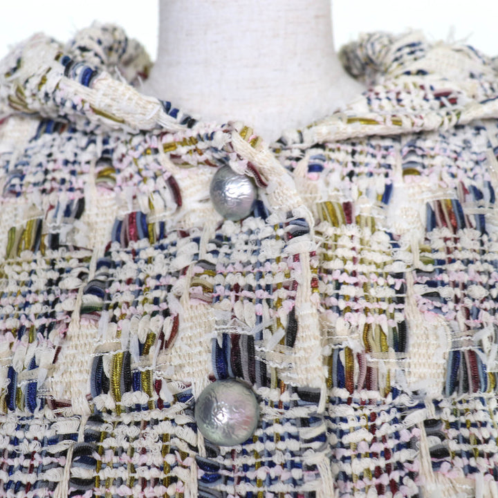 Excellent CHANEL Jacket COCO Button Hooded Ribbon Tweed multi 38 P58379V44257