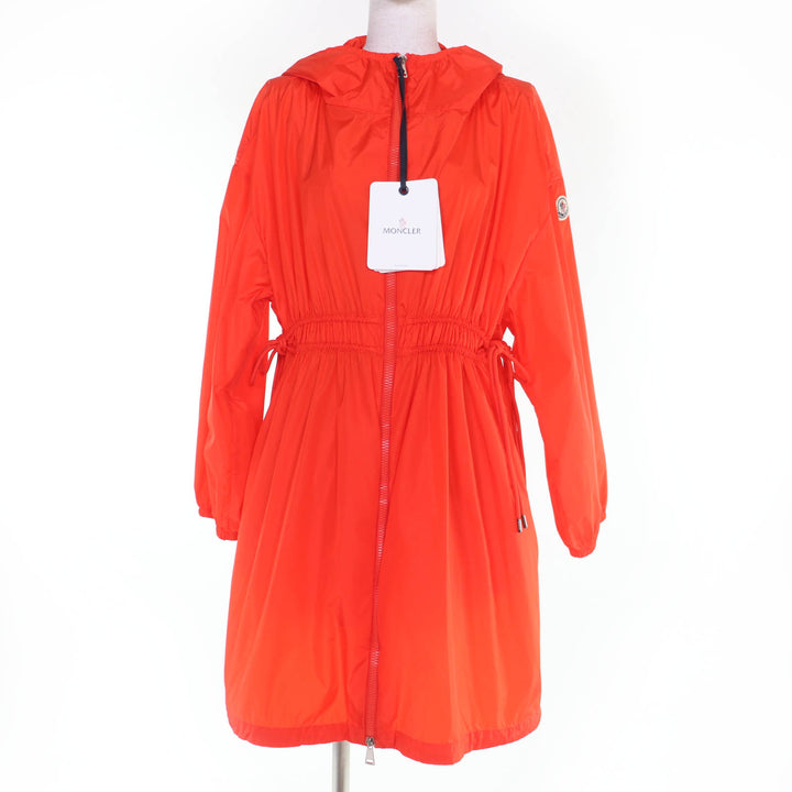 Pristine MONCLER Nylon jacket LICHEN Knee-length top with logo patch and hood 1