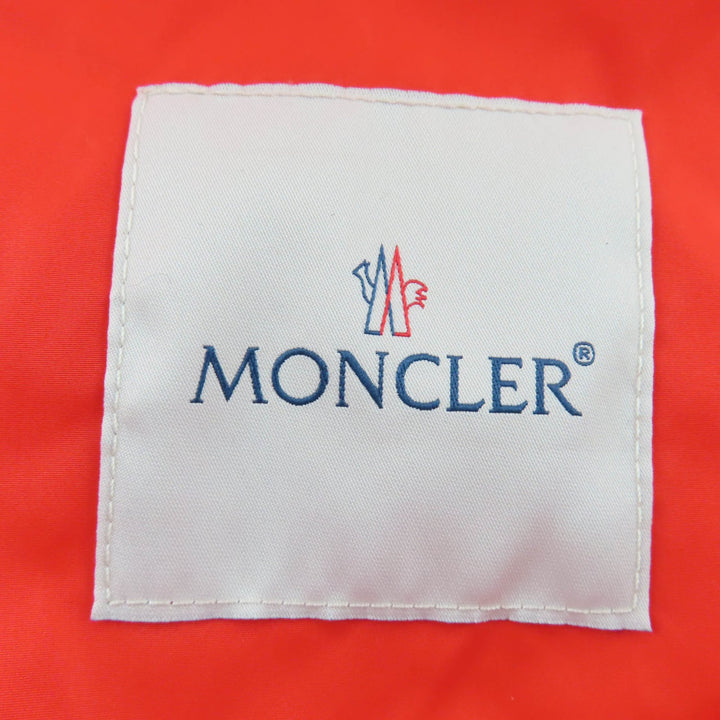 Pristine MONCLER Nylon jacket LICHEN Knee-length top with logo patch and hood 1