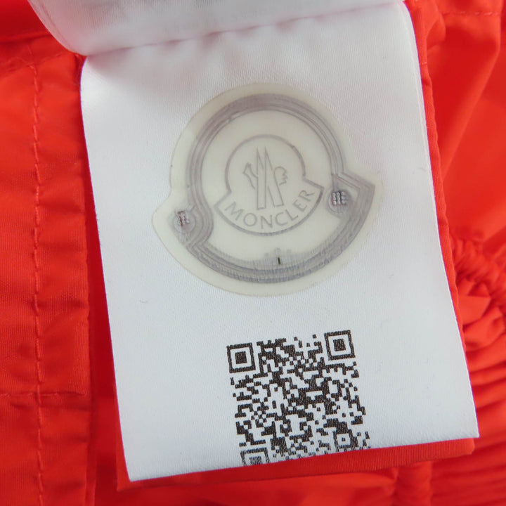 Pristine MONCLER Nylon jacket LICHEN Knee-length top with logo patch and hood 1