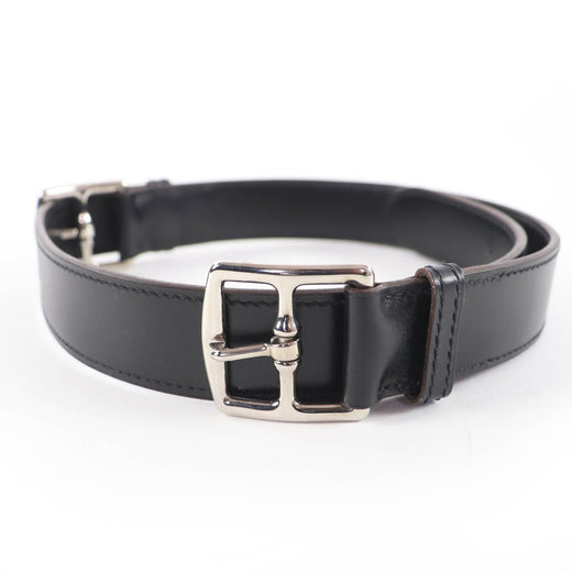 Excellent HERMES belt Etriviere Margiela era double buckle black leather Women
