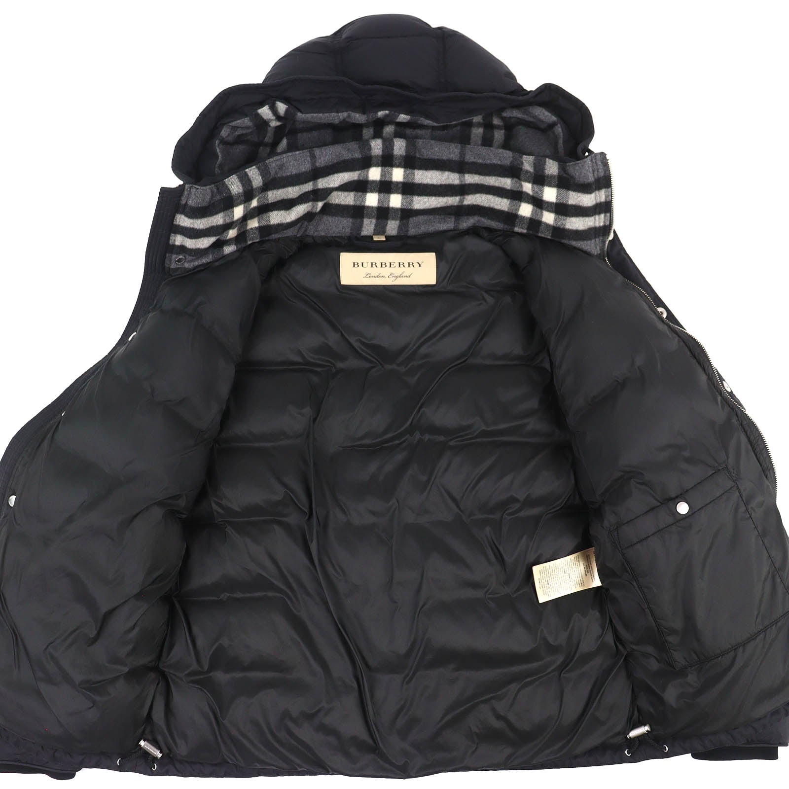 Excellent BURBERRY Down jacket logo patch hooded 2-way down vest