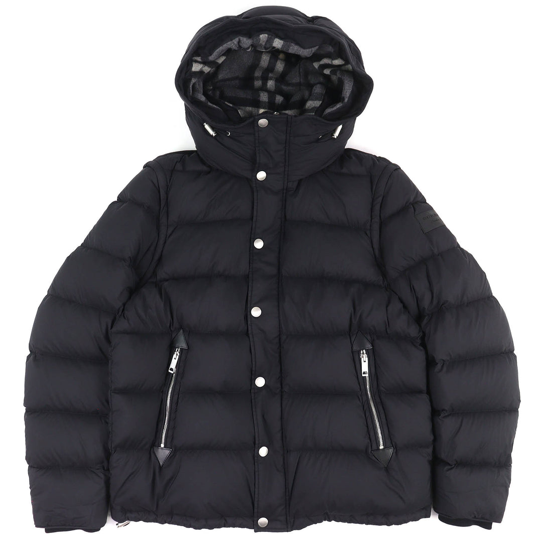 Excellent BURBERRY Down jacket logo patch hooded 2-way down vest 54 4058195