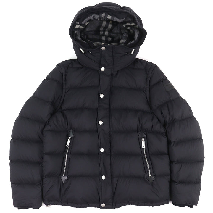 Excellent BURBERRY Down jacket logo patch hooded 2-way down vest 54 4058195