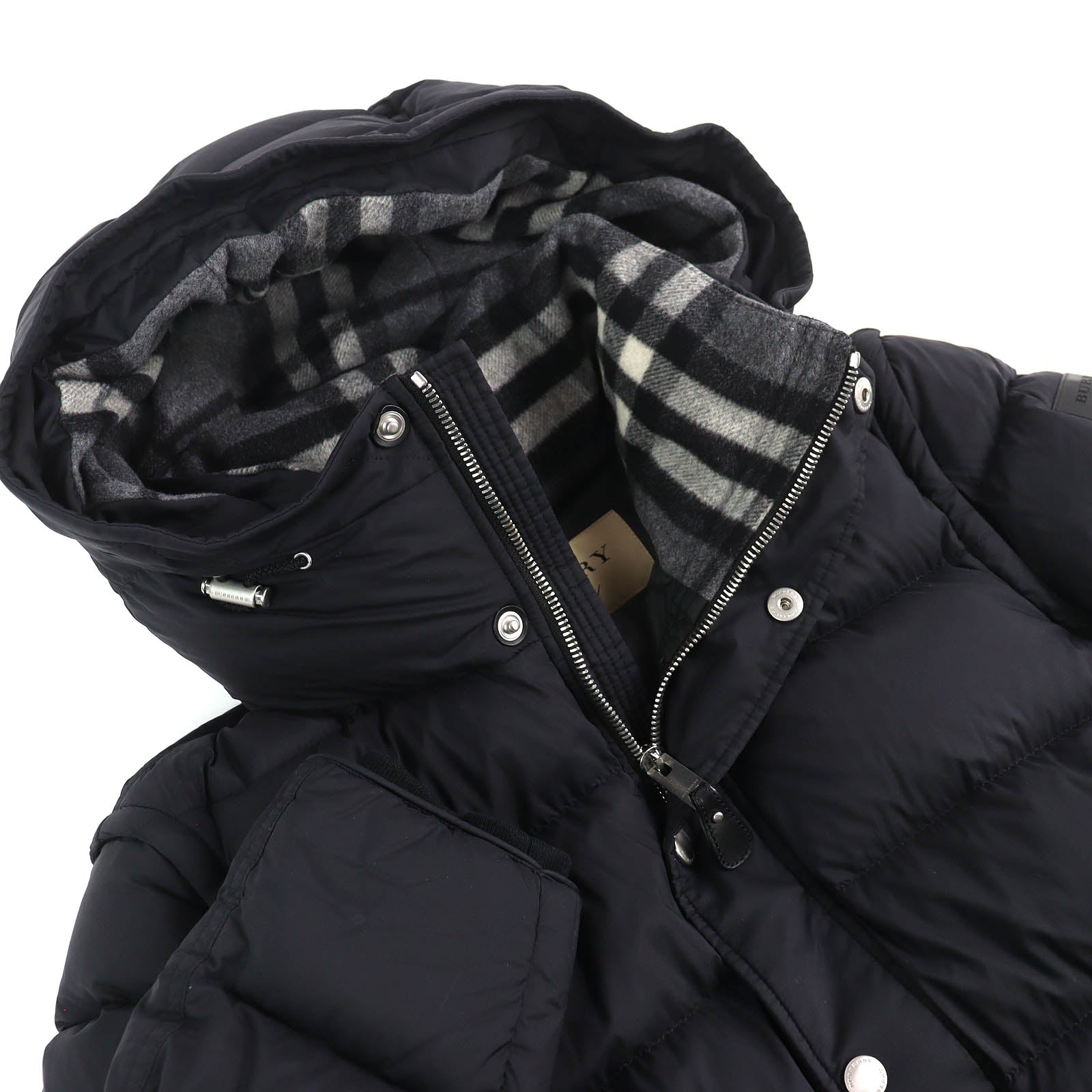 Excellent BURBERRY Down jacket logo patch hooded 2-way down vest