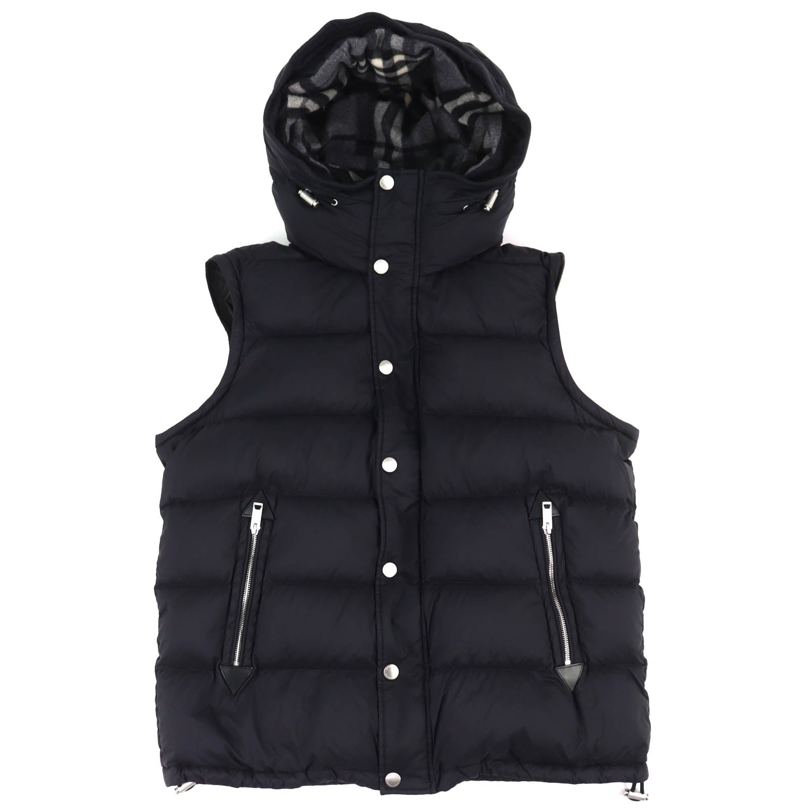 Excellent BURBERRY Down jacket logo patch hooded 2-way down vest