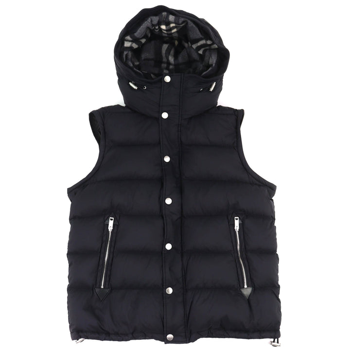 Excellent BURBERRY Down jacket logo patch hooded 2-way down vest 54 4058195