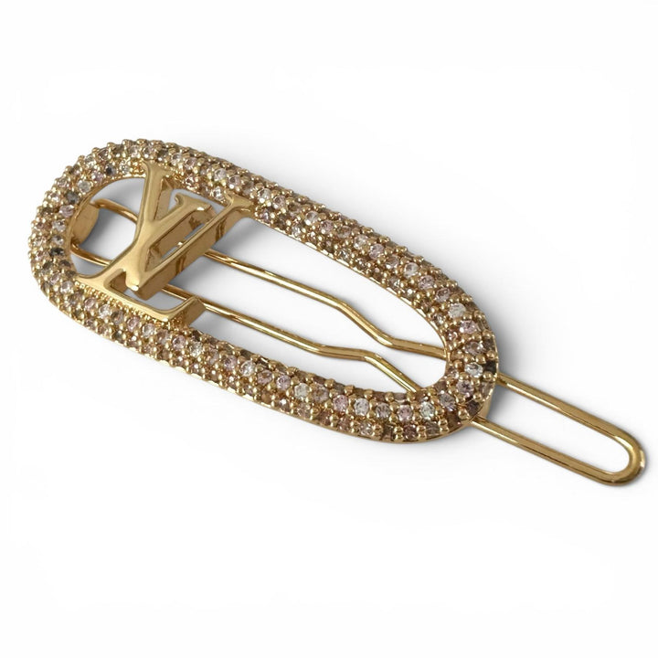 Excellent LOUIS VUITTON Valletta Barrette My LV Chain hair accessory M02088