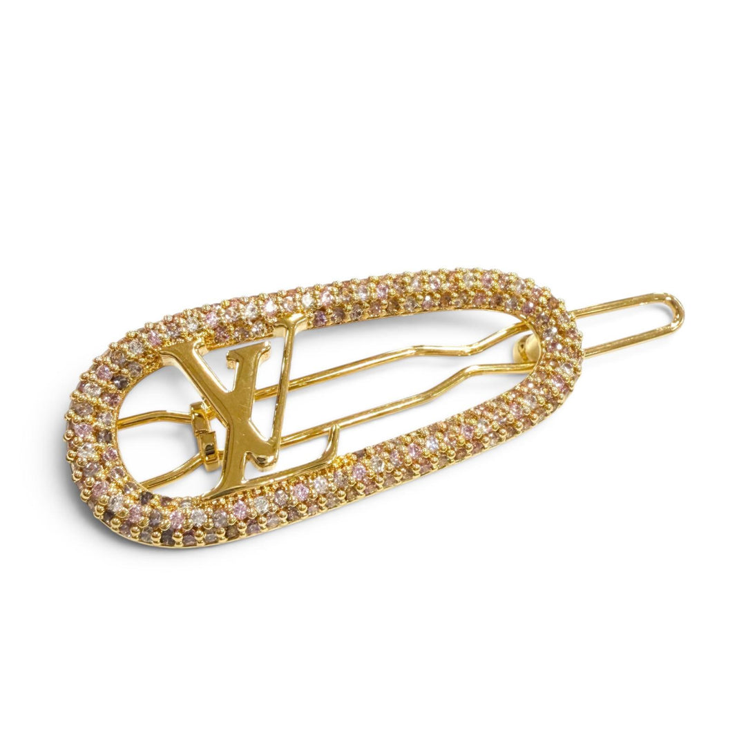 Excellent LOUIS VUITTON Valletta Barrette My LV Chain hair accessory M02088
