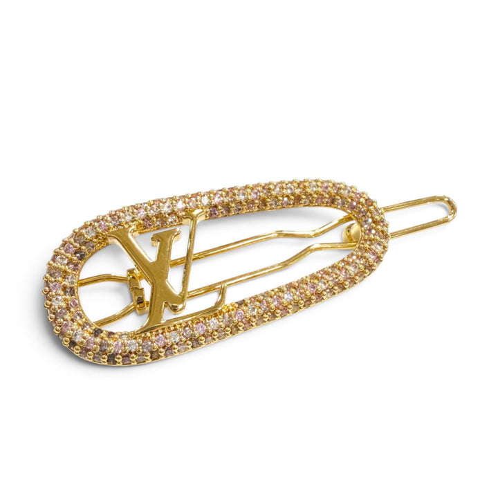 Excellent LOUIS VUITTON Valletta Barrette My LV Chain hair accessory M02088