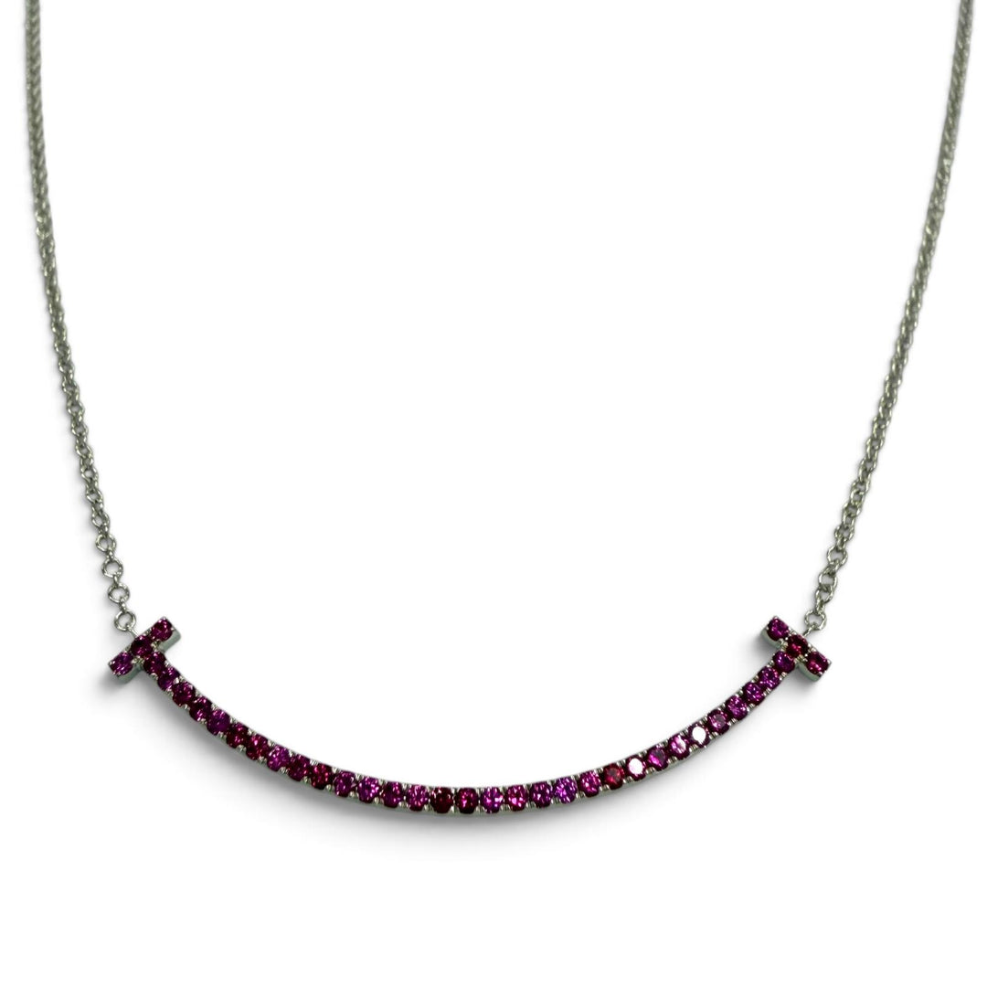 Excellent TIFFANY&Co. Necklace T smile small White gold AU750 Women