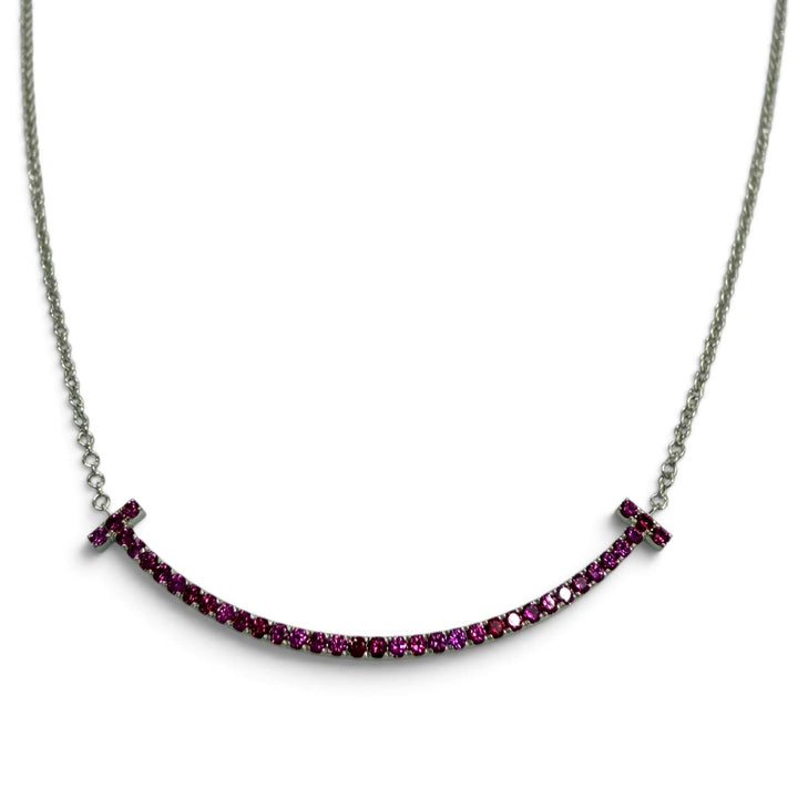 Excellent TIFFANY&Co. Necklace T smile small White gold AU750 Women