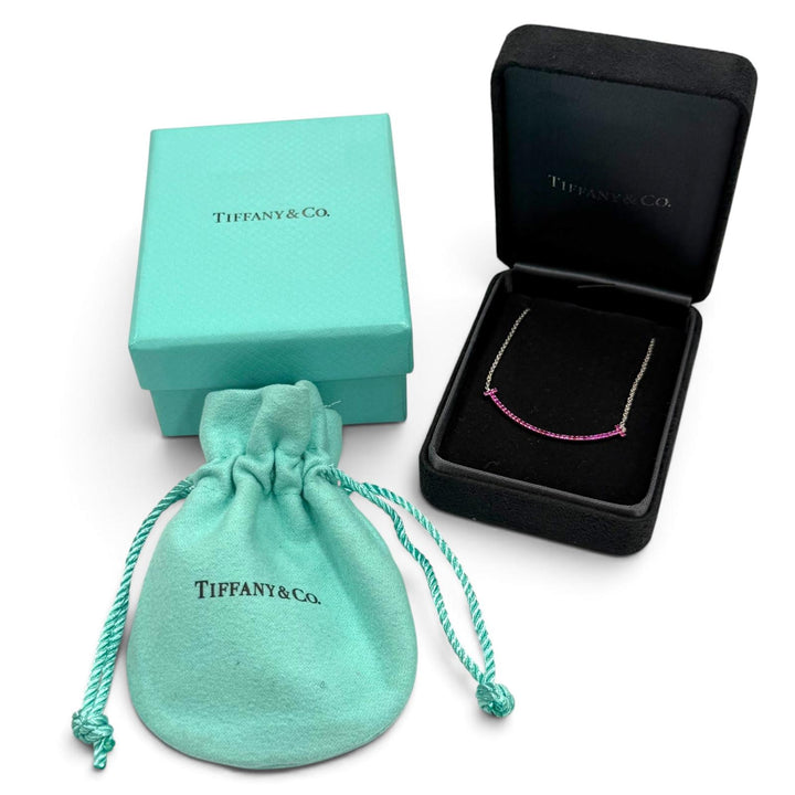 Excellent TIFFANY&Co. Necklace T smile small White gold AU750 Women
