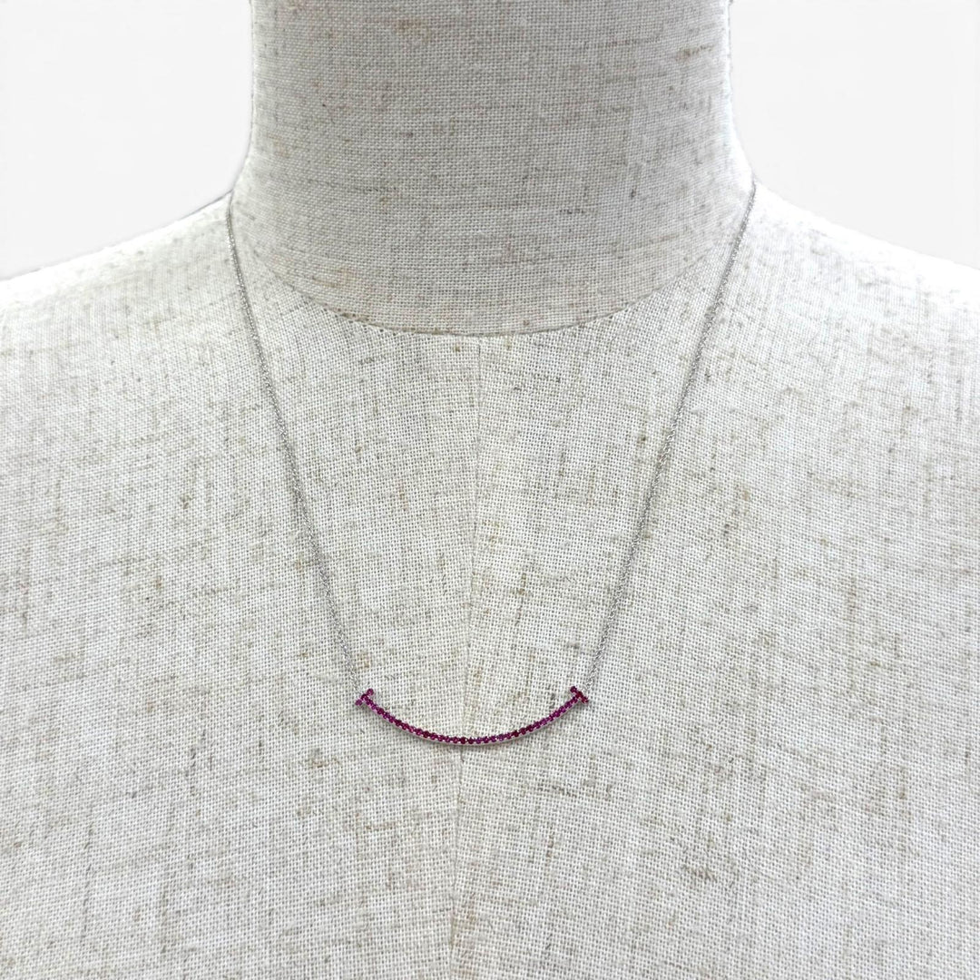 Excellent TIFFANY&Co. Necklace T smile small White gold AU750 Women