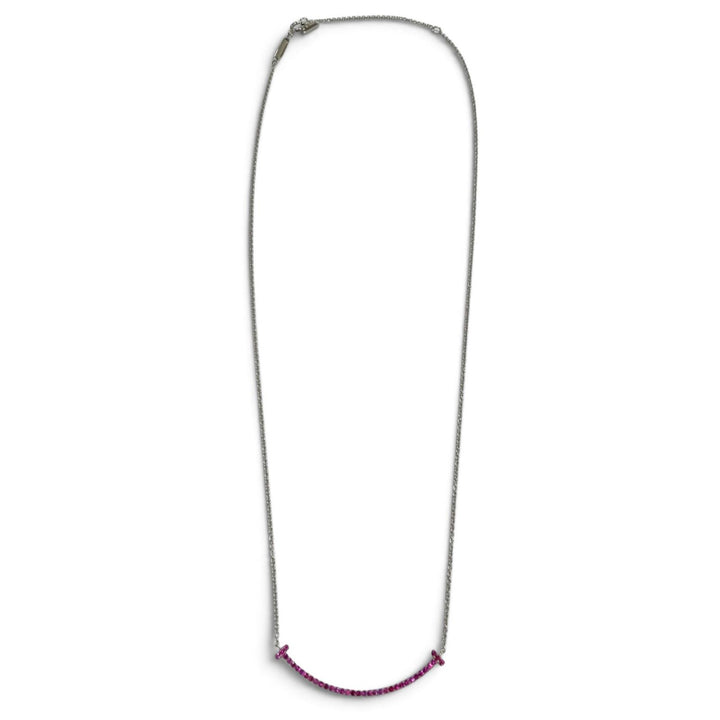 Excellent TIFFANY&Co. Necklace T smile small White gold AU750 Women