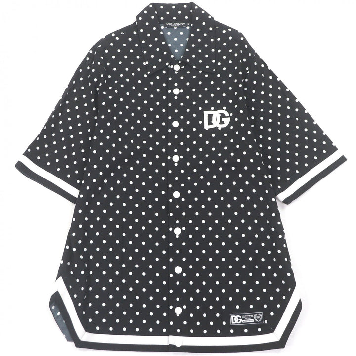 Great DOLCE&GABBANA Short sleeve shirt Black tag, DG logo patch, dot pattern