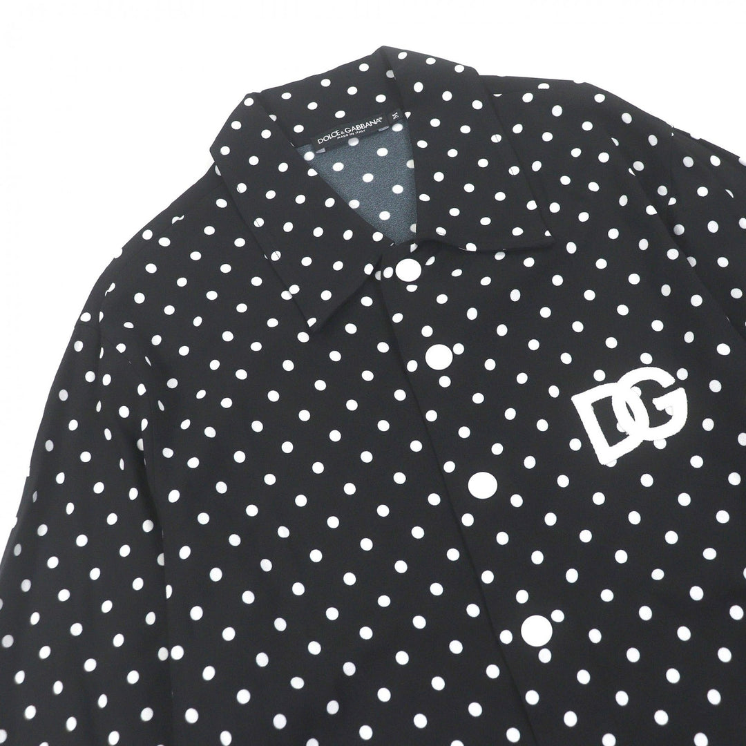 Great DOLCE&GABBANA Short sleeve shirt Black tag, DG logo patch, dot pattern