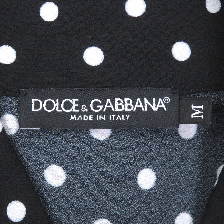 Great DOLCE&GABBANA Short sleeve shirt Black tag, DG logo patch, dot pattern