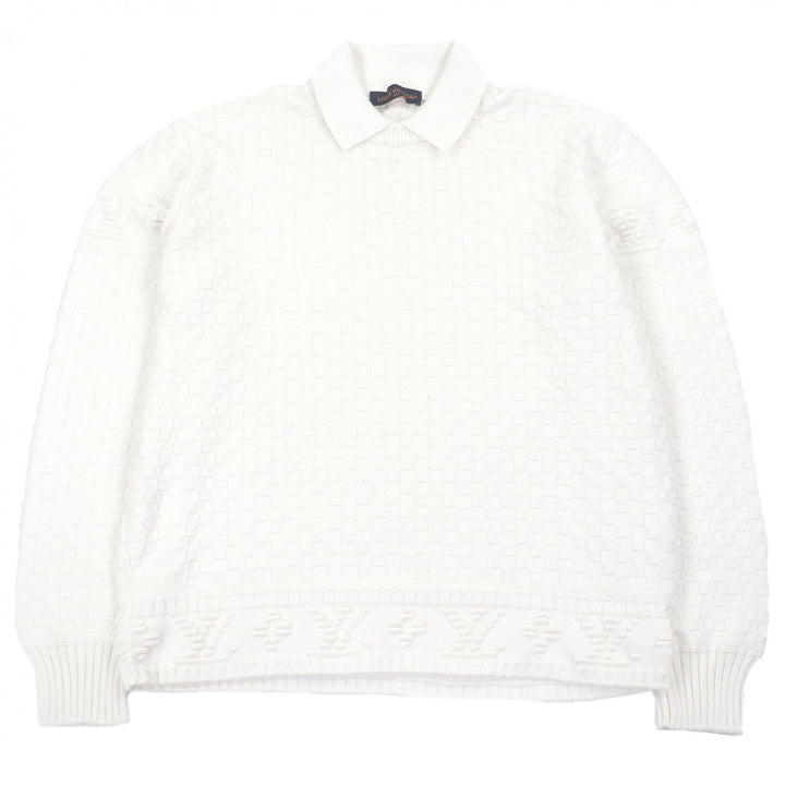 Excellent LOUIS VUITTON sweater Damier Monogram Knit Polo Shirt