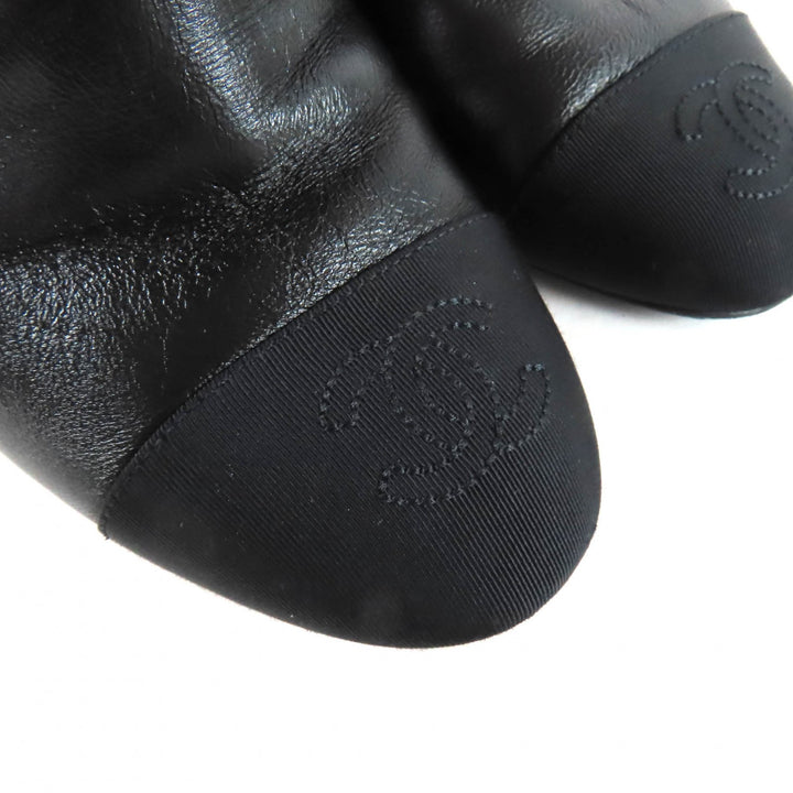 Great CHANEL Knee-high boots black leather Women 35 23A G45096
