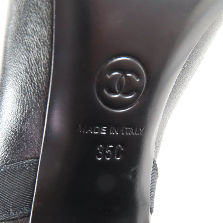 Great CHANEL Knee-high boots black leather Women 35 23A G45096