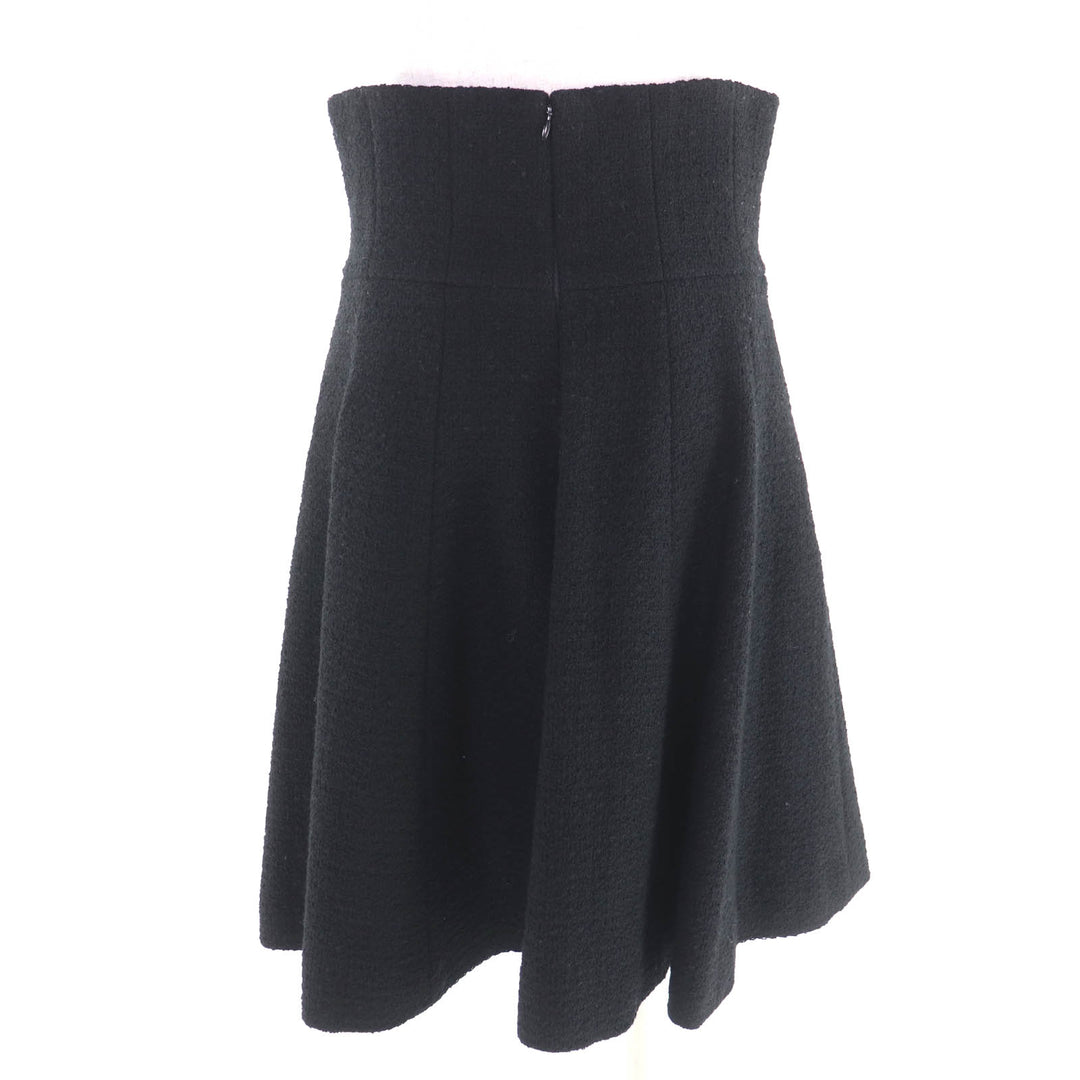 Excellent CHANEL flare skirt black wool Women 40 P50309