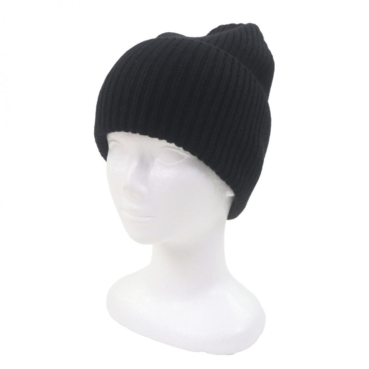 Pristine LOUIS VUITTON Knit cap Beanie LV Headline hat black wool mens S M77872