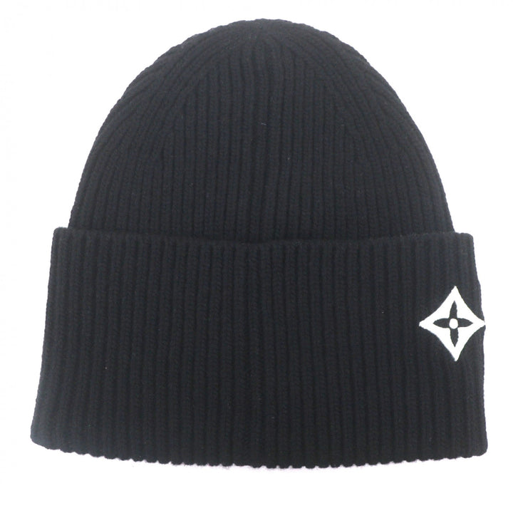 Pristine LOUIS VUITTON Knit cap Beanie LV Headline hat black wool mens S M77872