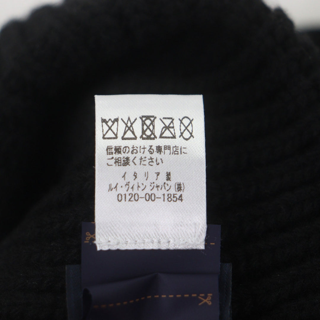 Pristine LOUIS VUITTON Knit cap Beanie LV Headline hat black wool mens S M77872
