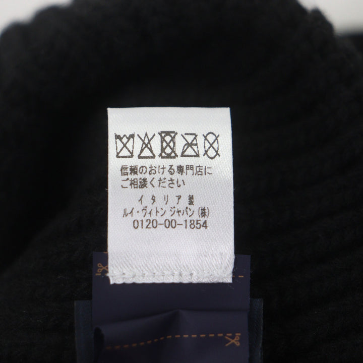 Pristine LOUIS VUITTON Knit cap Beanie LV Headline hat black wool mens S M77872