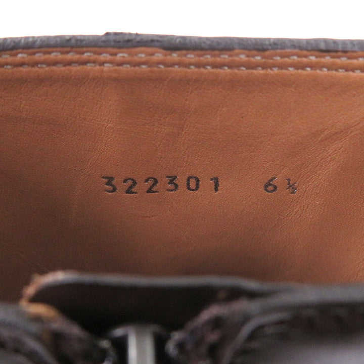 Pristine GUCCI Ankle boots Cursive logo, side zip Brown leather mens 6.5
