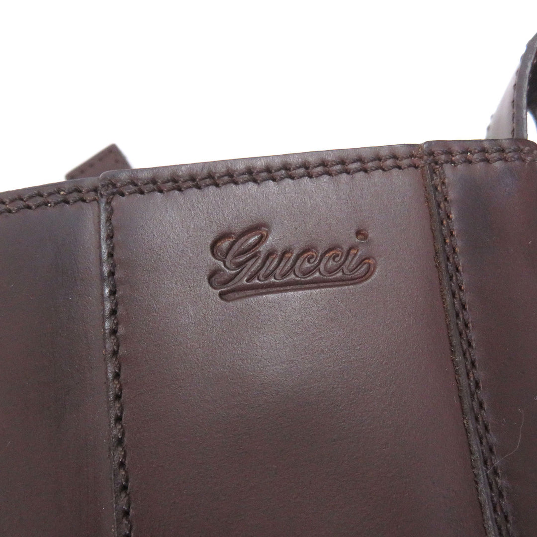 Pristine GUCCI Ankle boots Cursive logo, side zip Brown leather mens 6.5