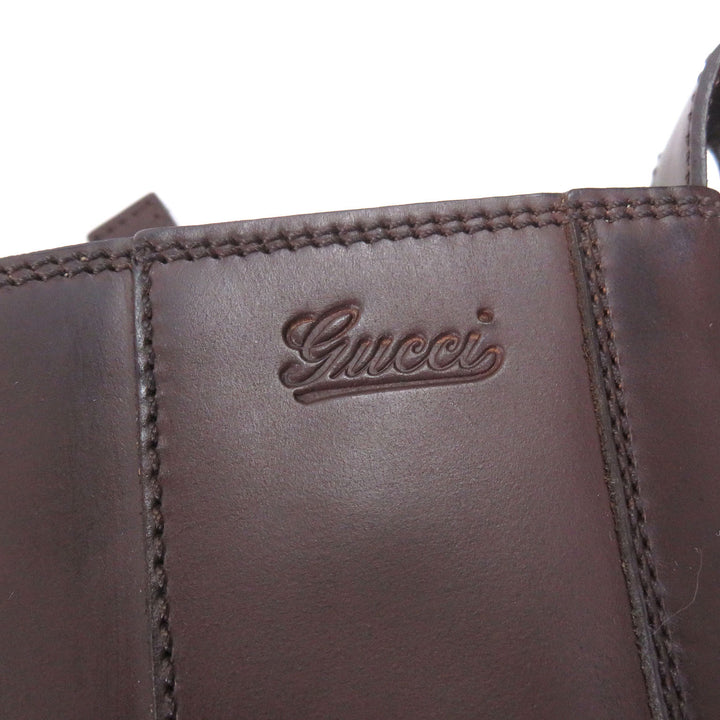 Pristine GUCCI Ankle boots Cursive logo, side zip Brown leather mens 6.5
