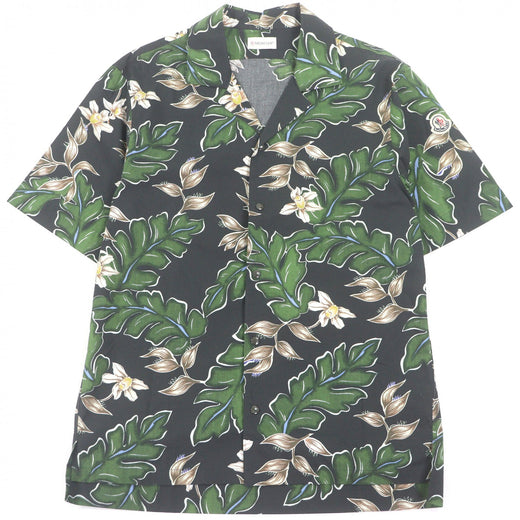 Pristine MONCLER Short sleeve shirt CAMICIA Botanical print, all-over logo patch