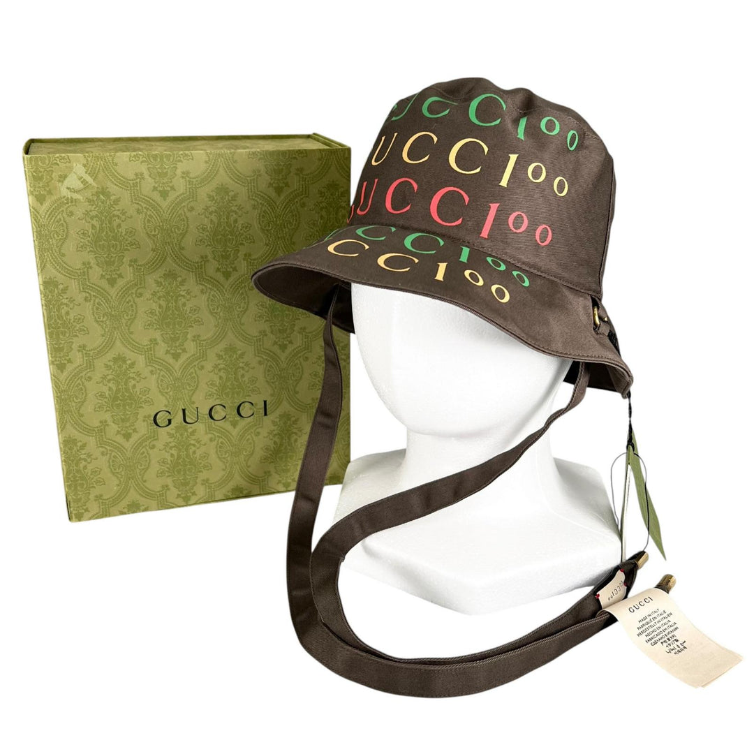 Pristine GUCCI hat 100th Anniversary Model Reversible Bucket Brown mens M 679993