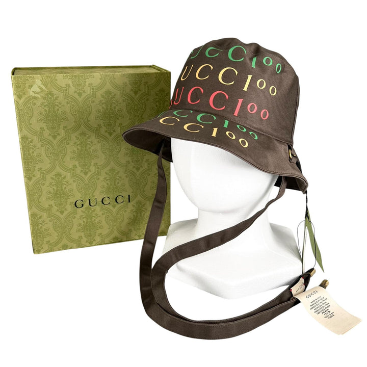 Pristine GUCCI hat 100th Anniversary Model Reversible Bucket Brown mens M 679993