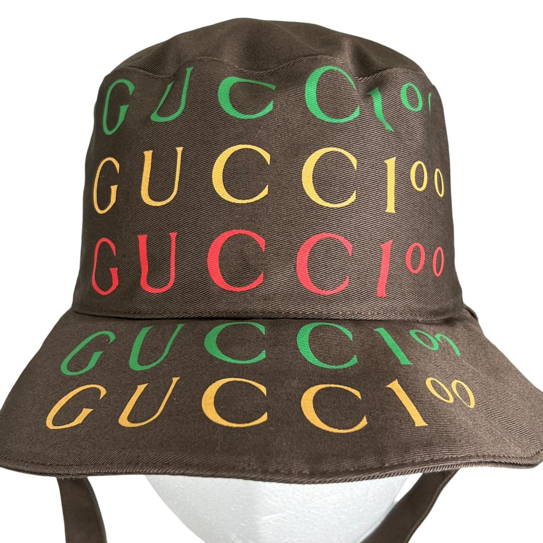 Pristine GUCCI hat 100th Anniversary Model Reversible Bucket Brown mens M 679993