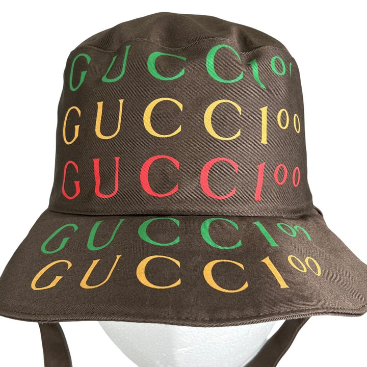 Pristine GUCCI hat 100th Anniversary Model Reversible Bucket Brown mens M 679993