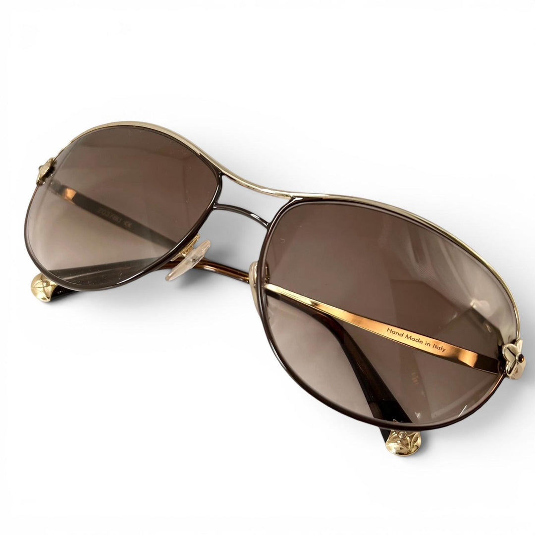 Excellent LOUIS VUITTON sunglasses Mimosa Monogram flower Brown Women Z0378U