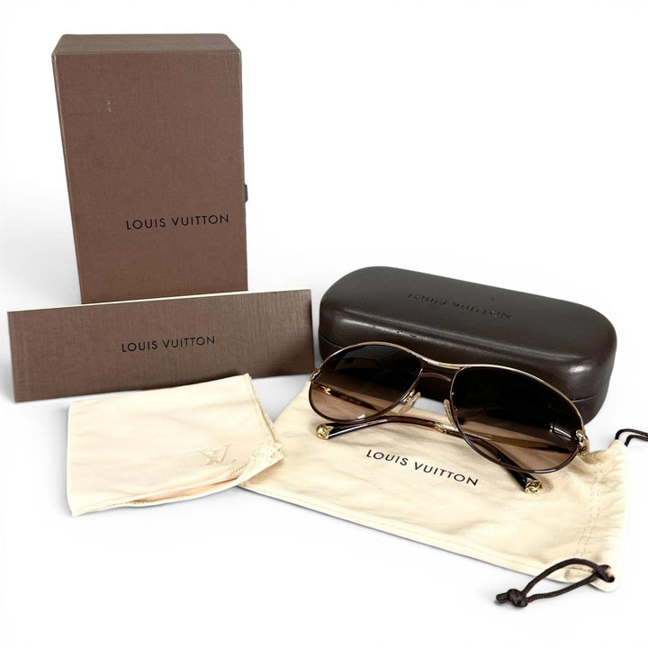 Excellent LOUIS VUITTON sunglasses Mimosa Monogram flower Brown Women Z0378U