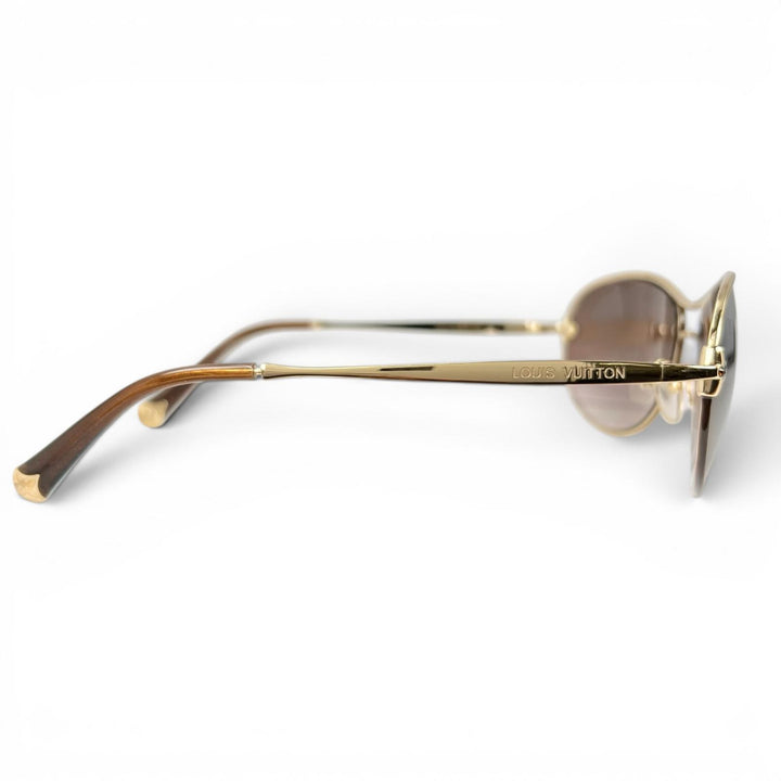 Excellent LOUIS VUITTON sunglasses Mimosa Monogram flower Brown Women Z0378U
