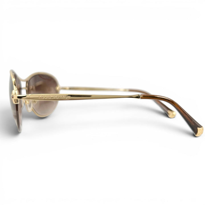 Excellent LOUIS VUITTON sunglasses Mimosa Monogram flower Brown Women Z0378U