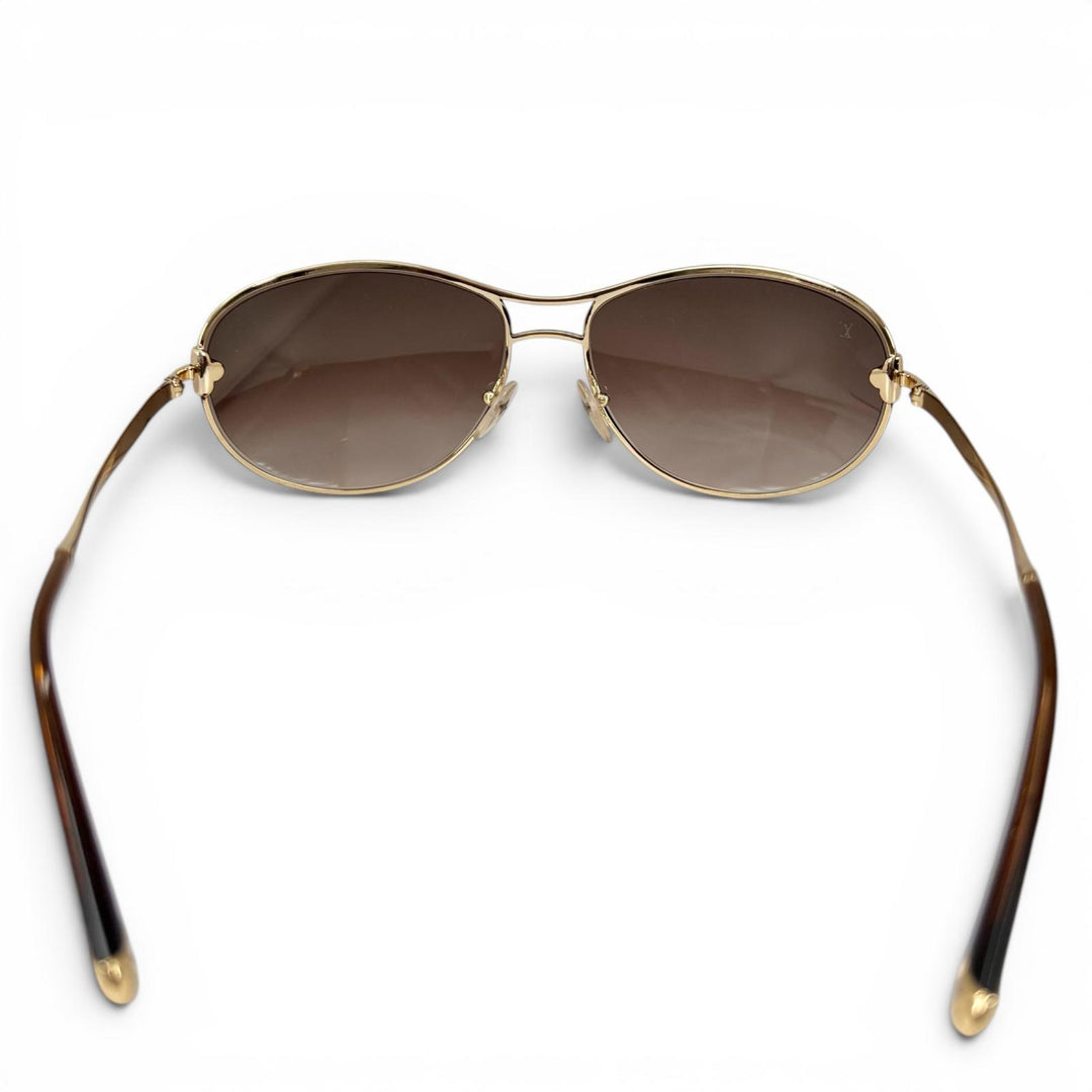 Excellent LOUIS VUITTON sunglasses Mimosa Monogram flower Brown Women Z0378U